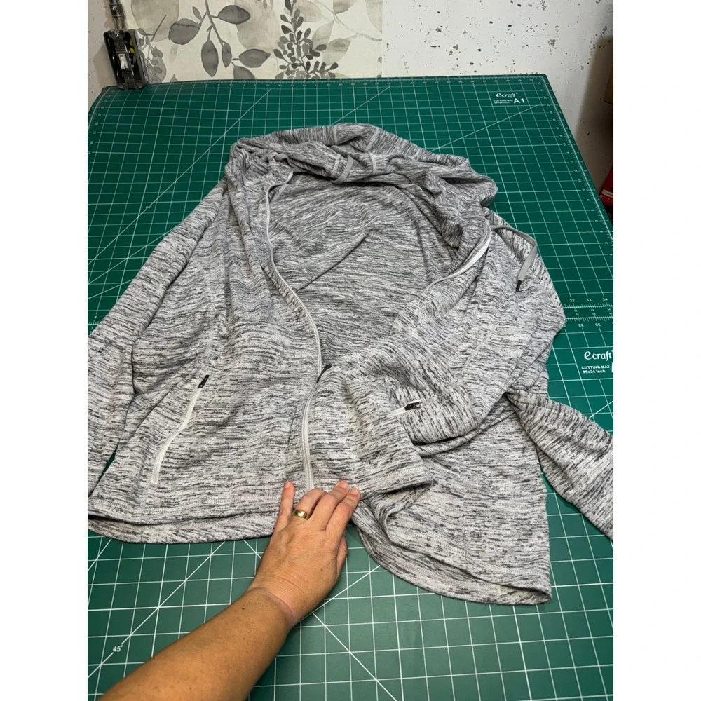 Athleta Womens Gray Space Dye Full Zip Hoodie Sweatshirt 2X Plus Size Activewear